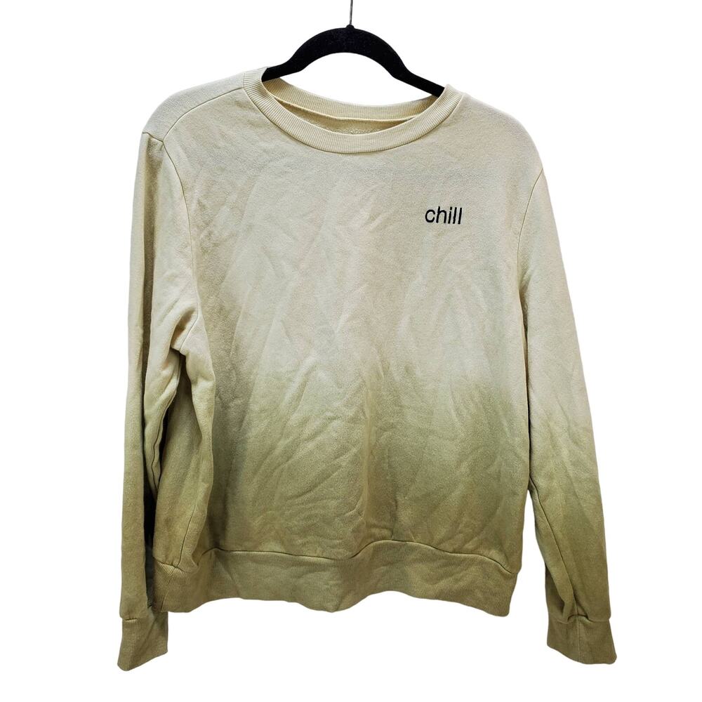 Treasure & Bond Sweatshirt Womens Large Ombre Chill Yellow Green Long Sleeve Top